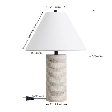 Kelsey 22.50" Modern Minimalist Travertine Column LED Table Lamp